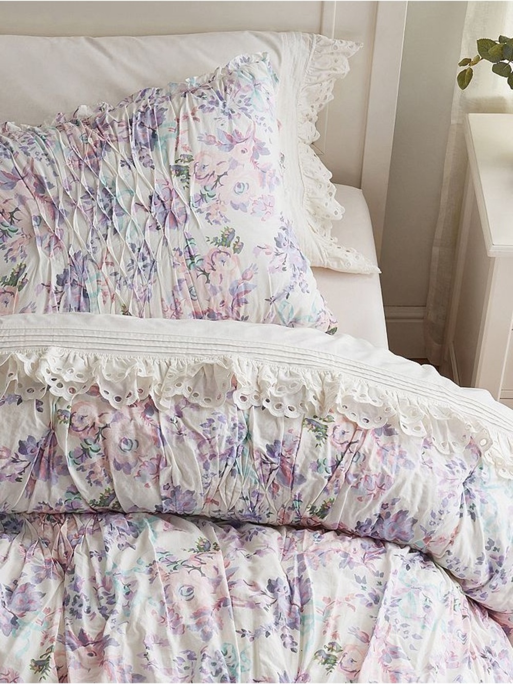 LoveShackFancy lavender damask twin xl comforter and sham